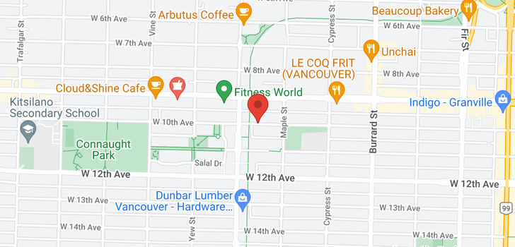 map of 302 2033 W 10TH AVENUE